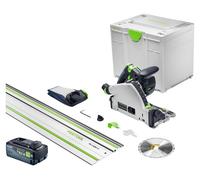 Scie plongeante sans fil Festool TSC 55 KSEB-Basic-FS 18 V 160 mm sans balais + 1 batterie 8,0 Ah + rail de guidage + Systainer - sans chargeur