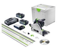 Scie plongeante sans fil Festool TSC 55 KSEB-Basic-FS 18 V 160 mm sans balais + 2 batteries 8,0 Ah + chargeur rapide + rail de guidage + Systainer