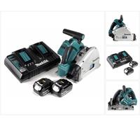 Scie plongeante sans fil Makita DSP 600 PT 36 V (2 x 18 V) 165 mm sans balais + 2 batteries 5,0 Ah + double chargeur