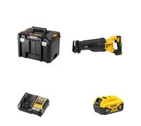 Scie sabre 18V DCS386NT-XJ + 1 batterie 18V 5 Ah + 1 chargeur DCB1104-QW DEWALT