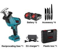 Scie sabre électrique bleue avec batterie et coffret