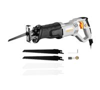 Scie Sabre Électrique DEKOPRO 710W, kit avec 4 Lames de Coupe, Vitesse Variable 2800 SPM, Course 20 Mm, Changement Lame sans Outil, Scie Multifonction Coupe Bois Métal Tuyaux