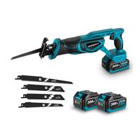 Scie sabre électrique sans fil Scie Recipro 0-3000SPM Scie électrique avec 4x lames & 2x batterie pour le métal, le bois, les tuyaux en PVC, l'élagage des arbres