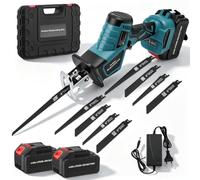 Scie Sabre sans fil 21V avec 2×4.0Ah Batteries, 8 Lames de Scie | Vitesses Réglables 0-3500 SPM, Changement de Lame Sans Outil, Electrique sans Fil pour Coupe de Bois, Branches, Métal