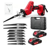 Scie Sabre Sans Fil,21V Scie Sabre à Batterie avec 2×2.0Ah Batteries,Vitesses Réglables 0-4000SPM,Changement de Lame Sans Outil, Electrique sans Fil Avec 8 Lames pour Coupe de Bois, Branches, Métal
