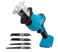 Scie sabre sans fil compatible avec batterie Makita 18 V, idéale pour le travail de sciage avec bois, version compacte, avec 4 lames de scie sabre, sans batterie ni chargeur
