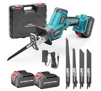 Scie sabre sans fil Compatible avec Batterie Makita 18V, 6 Vitesses Jusqu'à 3500 SPM Scie alternative Electrique avec 2×3.0Ah Batterie, 4 Lame, et Pour Bois et Métal