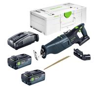 Scie sabre sans fil Festool RSC 18 EB-Basic 18 V Brushless + 2 batteries 8,0 Ah + chargeur rapide + Systainer