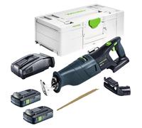 Scie sabre sans fil Festool RSC 18 EB-Basic 18 V sans balais + 2 batteries 4,0 Ah + chargeur rapide + Systainer