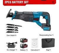 Scie sabre sans fil - Scie alternative - 18 V - 10 000 coups/min - Profondeur de coupe 320 mm - 2 batteries + chargeur UE - Moteur à balais - Braun