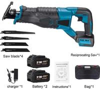 Scie sabre sans fil - Scie alternative - 900 W - 0-10 000 courses/min - Course de 28 mm - 2 batteries - Profondeur de coupe 50 mm dans le bois/10 mm dans le métal - Braun