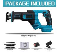 Scie sabre sans fil - Scie alternative - Système 18 V - 3 000 tr/min - 4 lames - Pour le bois et le métal - 1 batterie + chargeur UE