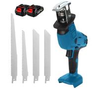 Scie sabre sans fil - Scie sabre électrique - Vitesse variable - 4000 tr/min - Pour le métal et le bois - 2 batteries