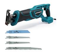 Scie sabre sans fil Scie sabre universelle avec 4 lames de scie pour Makita | Moteur sans balais, vitesse de rotation 3500 SPM, changement de lame de scie, longueur de course de 32 mm pour PVC, bois