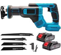 Scie sabre/scie alternative - sans fil - 300 mm - 3 000 tr/min à réglage continu - Pour le bois et le métal - 2 batteries incluses - Vert clair
