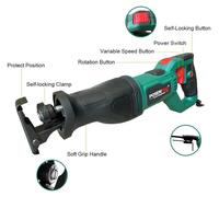 Scie sauteuse électrique 710W, 230–240V - PPRS710. Scie alternative - Vitesse variable de 0 à 2800 tr/min - Course de 20 mm, poignée pivotante à 180° - Coupe bois : 110 mm / tuyaux en acier : 60 mm - 