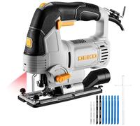 Scie Sauteuse Electrique 800W: DEKOPRO Scie Sauteuse à Coupe Oblique ±45°avec 4 Réglages Orbitaux, Vitesse Variable de 800 à 3 000 SPM, lame de Coupe,Lumière LED et Pointeur Laser Pour Bois et Métaux