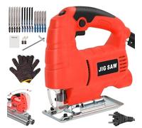 Scie Sauteuse Electrique Filaire 710W, 3000RPM Moteur Cuivre 6 Vitesses | Coupe Biseau ±45°, 15 Lames en T, Règle Graduée 15cm, Cordon 1.8 M pour Bois/Métal