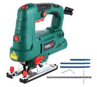 Scie sauteuse électrique - PPJS800B - Moteur 800W - 0–3000 tr/min, course de 21 mm - Coupes d'onglet de -45° à 45° - Profondeur de coupe : 100 mm pour le bois / 6 mm pour l'acier - Éclairage LED, aspi