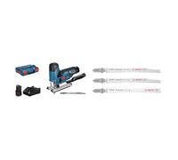Scie Sauteuse GST 12V-70 2x3,0 Ah LB + Kit de 3x lames de scie sauteuse Expert 'Hardwood 2-Side Clean' (pour Comptoir de cuisine, Panneaux plastifiés, Longueur 117 mm, Accessoire Scie sauteuse)