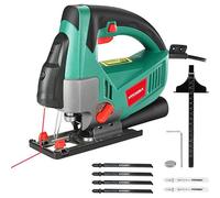 Scie Sauteuse HYCHIKA 750W, Avec Moteur en Cuivre Puissant, 800-3000SPM Tours par Minute, Angle d'inclinaison ±45 °, 6 Lames de scie