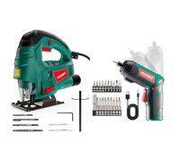 Scie Sauteuse HYCHIKA 800W, Avec Moteur en Cuivre Puissant, 800-3000SPM Tours & Visseuse Sans Fil 6Nm, HYCHIKA Visseuse Devisseuse sans Fil 2000mAh 3.6V avec 20 accessoires, lampe LED, mandrin