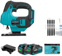 Scie sauteuse, moteur sans balais, guidage laser infrarouge, lot de 2 batteries