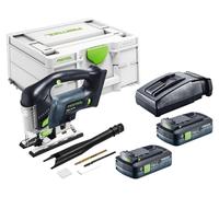 Scie sauteuse pendulaire sans fil Festool PSBC 420 EB-Basic 18 V 120 mm sans balais + 2 batteries 4,0 Ah + chargeur + Systainer