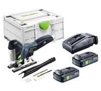 Scie sauteuse pendulaire sans fil Festool PSC 420 EB-Basic 18 V 120 mm sans balais + 2 batteries 4,0 Ah + chargeur + Systainer