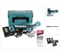 Scie sauteuse pendulaire sans fil Makita DJV 181 RTJ 18 V sans balais + 2 batteries 5,0 Ah + chargeur + 11 lames de scie + Makpac