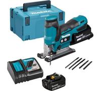 Scie sauteuse sans fil 18V Makita DJV185RFJ avec 2 batteries 3.0Ah, moteur sans balais et coffret Makpac pour des coupes précises dans le bois et le métal.