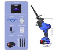Scie sauteuse sans fil - 21 V - Moteur sans balais - Poignée pliable - Lampe de travail LED - Batterie lithium 1500 mAh - 4 lames de scie