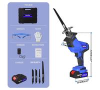 Scie sauteuse sans fil 21V - Scie à métaux sans fil - Moteur sans balais - Vitesse variable de 0 à 1900 courses par minute - Batterie Li-Ion 1,5 Ah incluse - 4 lames de scie, changement sans outil
