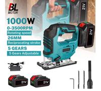 Scie sauteuse sans fil 26mm - 1000W, 0-3500 RPM - Coupe bois 135mm, alu 20mm, acier 10mm - 5 vitesses - Compatible Makita