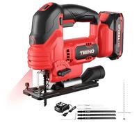 Scie Sauteuse Sans Fil pour Batterie Makita 20 V, 800-3000 SPM Scie Sauteuse Laser avec 5 lames, Inclinaison ± 45°, 6 vitesses, LED, Coupe du Bois,Plastique,Métal (Une batterie, 2.0 Ah)