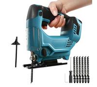 Scie sauteuse sans fil pour Makita 18 V, scie sauteuse excentrique électrique sans brosse, réglage de la course pendulaire à 4 niveaux, angle de coupe à onglet ±45°, 6 lames de scie à tige en T (sans