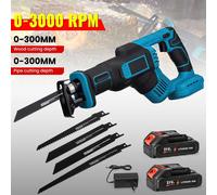 Scie sauteuse sans fil - Scie sauteuse électrique - 30 cm - Réglage continu de la vitesse - Pour bois et métal - 2 batteries - Compatible avec les batteries Makita 18 V