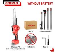 Scie télescopique pour branches - Ébrancheur sans fil - Moteur sans balais 4500 W - Télescopique 1,3–2,25 m - Lame de 20 cm - Sans batterie, pour 18 V - Braun