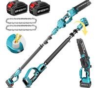 Scie télescopique pour branches - Tronçonneuse sans fil - Ébrancheur et scie à main 2-en-1 - Longueur de guide-chaîne : 20 cm - 21 V sans fil - 2 batteries incluses
