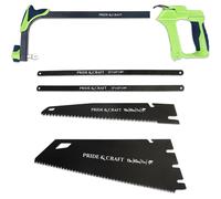 Scie universelle avec 4 lames de scie, système de serrage rapide, poignée antidérapante, pour bois, métal et PVC
