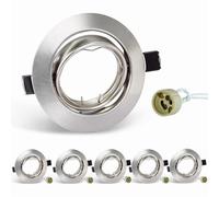 SCNNC Cadres de Montage pour Plafonnier Encastré avec Support de Lampe GU10 | Métal Brossé Rond Cadre de Montage Spot LED GU10 Orientable 30°, Cadre Spot Encastrable pour Spots de Plafond, Lot de 6