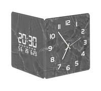 SCOAGE Horloge murale d'angle électrique numérique avec température/humidité//heure/date Smart deux côtés Gris Horloge murale à piles Veilleuse carrée sans tic-tac pour salon cuisine 30,5 cm