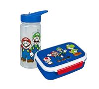 Scooli - Super Mario Set de Vaisselle pour Enfants - Set composé d'une boîte à Pain et d'une Gourde - idéal pour l'école ou la crèche - à partir de 4 Ans - en Plastique - sans BPA