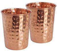 scorpionbliss Lot de 2 verres à boire en cuivre pur de 300 ml, verre à eau fabriqué à la main inspiré de l'Ayurveda pour hydratation et boissons, 100 % cuivre non doublé