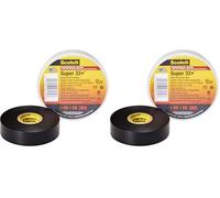 Scotch 3M Super 33+ Ruban Super Électrique, Vinyle, 19 mm x 20 m, Noir (Lot de 2)