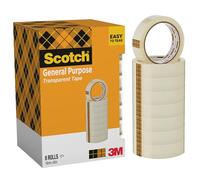 Scotch Ruban adhésif 508 - Transparent 19 mm x 66 m - Déchirable à main - Lot de 8