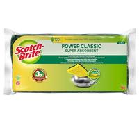 Scotch-Brite Classic Éponge à Récurer en Cellulose non Rayante - 3 Pièces - Tampon à Récurer Très Absorbant Indiqué pour les Tâches de Nettoyage Quotidiennes, Vert - Classic