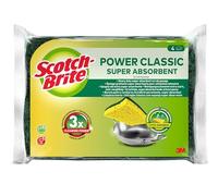 Scotch-Brite Classic Éponge à Récurer en Cellulose Non Rayante - 4 Pièces - Tampon à Récurer Très Absorbant Indiqué pour Les Tâches de Nettoyage Quotidiennes, Vert - Classic