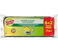 Scotch Brite Classic Éponge Vaisselle Grattante, 6 + 2 Gratuites par lot - Élimine la Graisse et Idéal Pour Essuyer les Éclaboussures