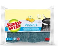 Scotch-Brite Delicate Éponge à Récurer en Cellulose non Rayante, 2 Pièces - Tampon à Récurer Très Absorbant Indiqué pour les Tâches de Nettoyage Quotidiennes, Bleu - Anti-rayures